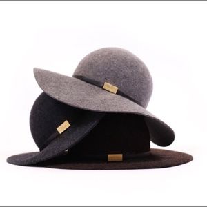 Brown Melon Collection Floppy Wide Brim Wool Hat